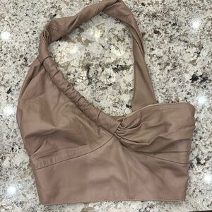 NEW WITH TAGS Manokhi Twist Strap Cropped Leather Top